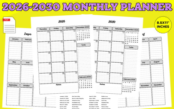 2026-2030 Five Year Monthly Planner KDP: A Comprehensive Tool for Long-Term Planning