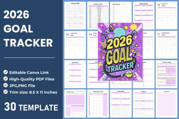 2026 Goal Tracker for Canva: Your All-in-One Printable & Editable Planning System