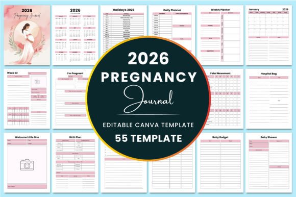 2026 Pregnancy Journal for Canva KDP