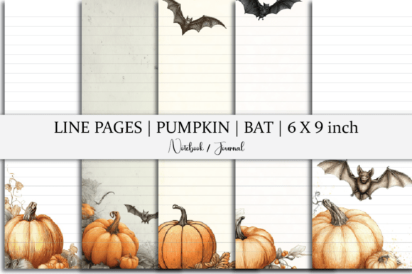 Line Pages Notebook Pumpkin Bat
