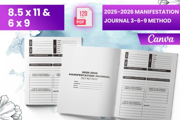 Manifestation Journal 3-6-9 Me 2025-2026