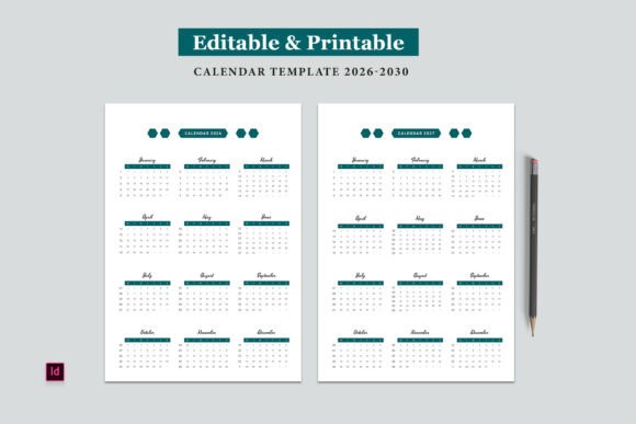 Printable Calendar Template 2026-2030