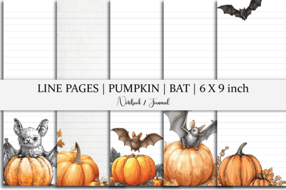 Pumpkin Bat Notebook Lined Paper